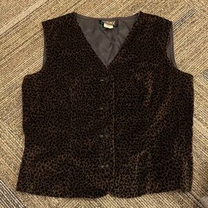 Vintage Leopard Print Button-Up Vest
